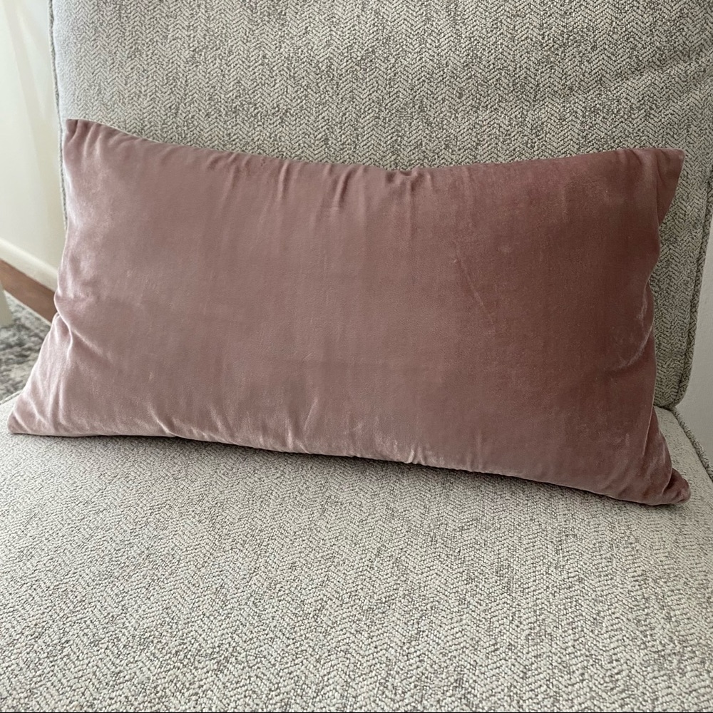 West Elm Lush Velvet Pillow Cover 12” x 21” Dusty Blush